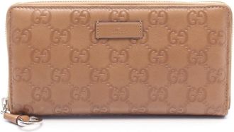 Gucci Beige Brown Leather Long Wallet (Bi-Fold) (Pre-Owned)