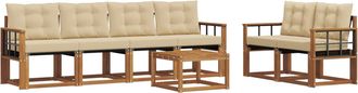 vidaXL Conjunto De Sof&aacute;s De Exterior 7 Uds. Natural Y Beige Vidaxl