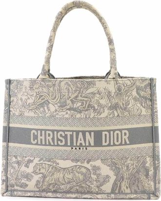Dior Gray Canvas Handbag Tote Bag (Pre-Owned)