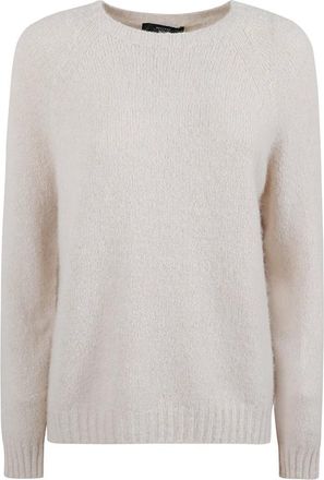 Max Mara Blauwe Alpaca Blend Trui - Dames - Ronde hals truien - Wit - XS - Katoen - Truien & Vesten
