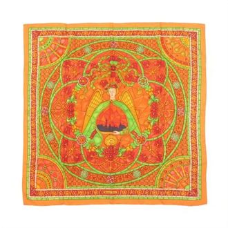 Herm&egrave;s Pre-owned Scarves, female, Orange, Size: ONE SIZE Pre-owned Carr&eacute; 90 Lumi&egrave;res de Paris
