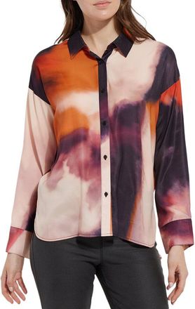 Lyss&eacute; Printed Stitched Satin Shirt