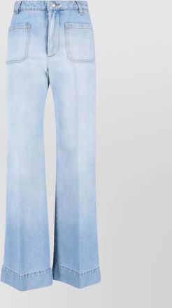 Victoria Beckham wide leg trousers light wash belt loops