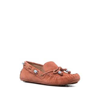 Farm Rio Bead-Embellished Calf Suede Loafer - Brown