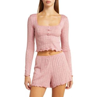 BP. Pointelle Rib Short Pajamas in Mauve at Nordstrom Rack, Size X-Small