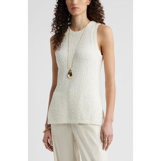 Nordstrom Textured Cotton Sweater Tank in Ivory Tofu at Nordstrom, Size Xx-Small