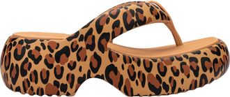 Melissa Womens Free Fuzzy Printed Platform Beige/Black - Size UK 4