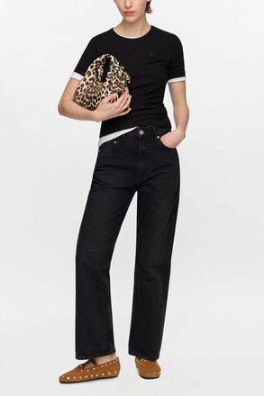 Ganni Black Betzy Cropped Jeans in Rigid Denim - Size 33W/33L Organic Cotton