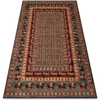 RugsX Rugsx - Wool carpet kashqai 4301 401 oriental, frame green / terracotta green 120x170 cm