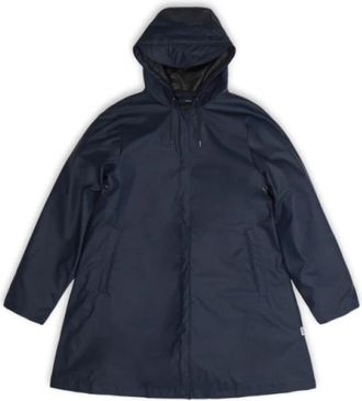 Rains Parkas - Dames - Parka Jassen - Blauw - L - Leer - Jassen