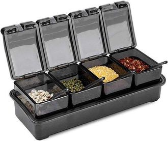 OEM Juego De 4 Botes Para Especias Con 4 Cucharas, Bote Transparente Para Especias, Juego De Caja Para Especias