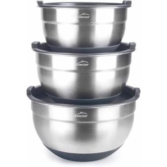 Lacor Accesorio De Cocina Lacor Mixing Bowls Set Acero Inoxidable Base Antideslizante