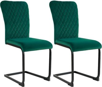 Ainpecca Modern Dining Chairs Set of 2, High Back Green Velvet Upholstered Seats with Sturdy Metal Legs, Elegant Chairs for Kitchen, Dining Room