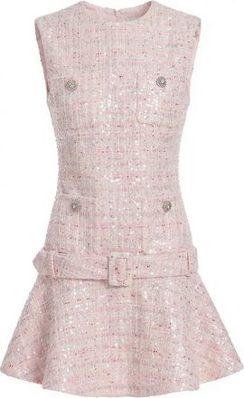 Self Portrait Sequin Boucle Belted Mini Dress