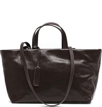 Generic Compatible For Womens Oil Wax Leather Large Capacity Handbag Cowhide(Chocolate)