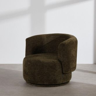 Maisons du monde Sillón giratorio de tejido tramado verde caqui