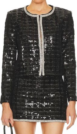 Alice & Olivia Sequin Tweed Jacket In Black