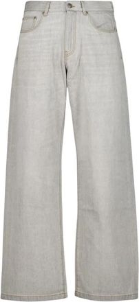 Palm Angels Loose Fit Jeans met Gebogen Logo - Heren - Loose Fit Jeans - Grijs - W34 - Katoen - Jeans
