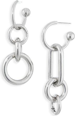 Justine Clenquet Troy Mismatched Drop Earrings in Palladium at Nordstrom
