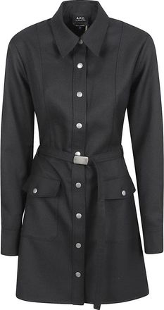 A.P.C. Geknoopte jas met ceintuur - Dames - Jas met riem - Zwart - XS - Wol - Jassen