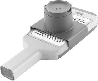 Zwilling Grattugia multifunzione Z-Cut, Acciaio inox, 4 Inserti intercambiabili con lame diverse, Tecnologia a lame bidirezionali, Vaschetta per raccogliere