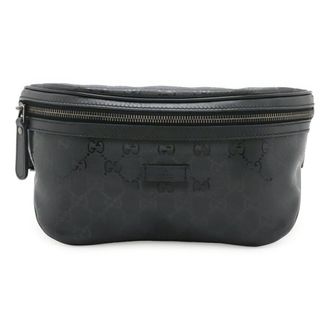 Gucci Gg Imprim&eacute; Black Coated Canvas Pvc Leather Fanny Pack Pouch Sling Bag (Pre-Owned)