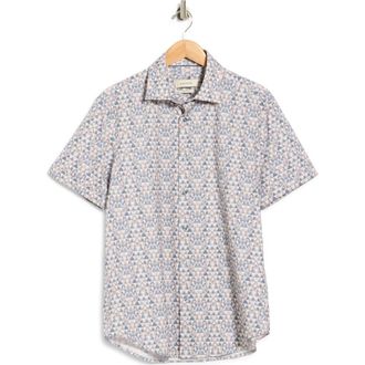 Bugatchi Short Sleeve Woven Shirt in Sand at Nordstrom Rack, Size Xxx-Large