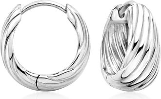 Ross-Simons Sterling Silver Ridged Hoop Earrings