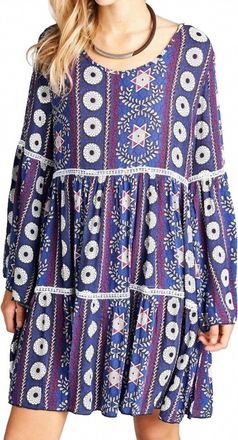 Velzera Crochet Bell Sleeve Mini Dress In Purple