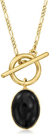 Ross-Simons Onyx Toggle Necklace in 18kt Gold Over Sterling