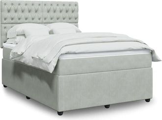 vidaXL Vidaxl - Cama Box Spring Con Colch&oacute;n Terciopelo Gris Claro 140x200 Cm