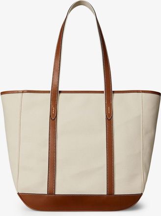 Polo Ralph Lauren Womens Canvas Tote Bag Brown Canvas-Leather Canvas/leather