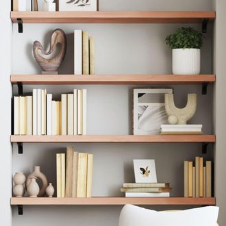 vidaXL Vidaxl - Estante Pared Madera Roble Tratada Marr&oacute;n Claro 100x30x(2-4) Cm