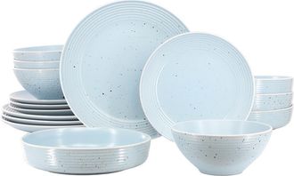 Elama Emilia 16 Piece Double Bowl Stoneware Dinnerware Set in White at Nordstrom