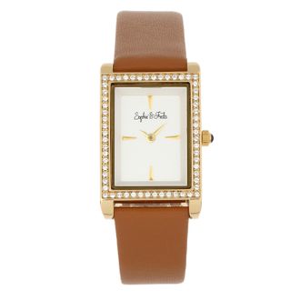 Sophie & Freda Sophie en Freda Wilmington horloge met leren band en Swarovski-kristallen