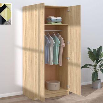 Berkfield Home Wardrobe Sonoma Oak 80x52x180 cm Engineered Wood in Brown | Size: 80 x 52 x 180 cm