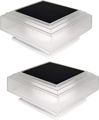 OEM Juego De 2 Luces Solares Con Tapas Protectoras, 8 Led, Luces Solares De Jard&iacute;n Impermeables Ip65 Para Postes De Valla De 70 Mm/80 Mm/90 Mm/100 Mm (76 