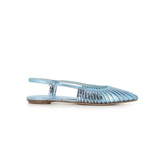 Del Carlo Ballerinas, female, Blue, Size: 8 1/2 US Light Blue Snake Print Ballet Flats