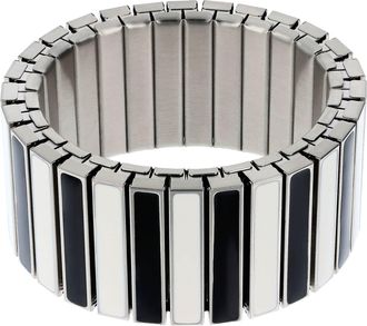 Autentica Black And White Enamel Stretch Bracelet