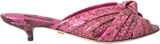 Dolce & Gabbana Roze Exotische Leren Kittenheels Slides Schoenen