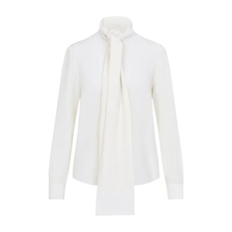 Saint Laurent Overhemden, Dames, Beige, M, Lavalli&egrave;re Blouse