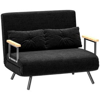 HOMCOM Sof&aacute; cama doble 102x73x81 cm negro