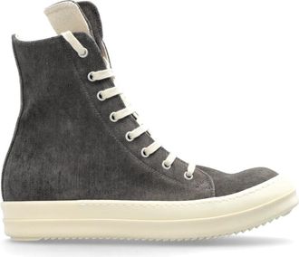 Rick Owens Vegan Sneaks High-Top Sneakers - Dames - Sneakers - Grijs - 37 EU - Katoen - Schoenen