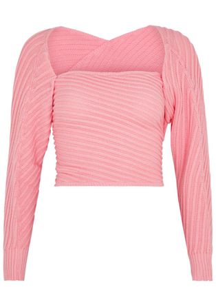Gimaguas Marianne Ribbed-knit Wrap top - Pink - L (UK 14 / L)