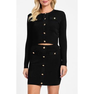 Marciano Janet Ribbed Cardigan in Jet Black at Nordstrom, Size X-Small