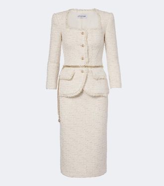 Self Portrait Boucl&eacute; tweed midi dress
