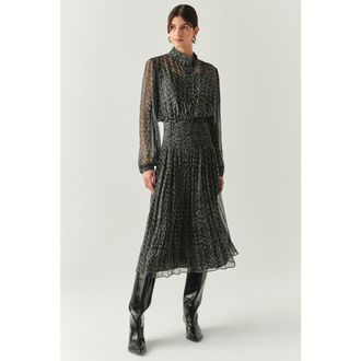 Exquise Vada Pleated Midi Skirt in Black at Nordstrom, Size X-Small
