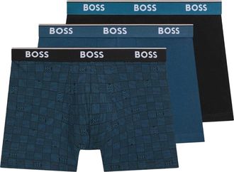 HUGO BOSS Heren Boxershort (Pakket van 3) (Blauw/Zwart)