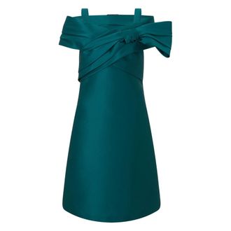 Alberta Ferretti Kleedjes, Dames, Blauw, S, Polyester, Elegant Kort Jurkje met Strik