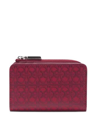 Coccinelle monogram-pattern wallet - women - Canvas/Grained Calf Leather - One Size - Red